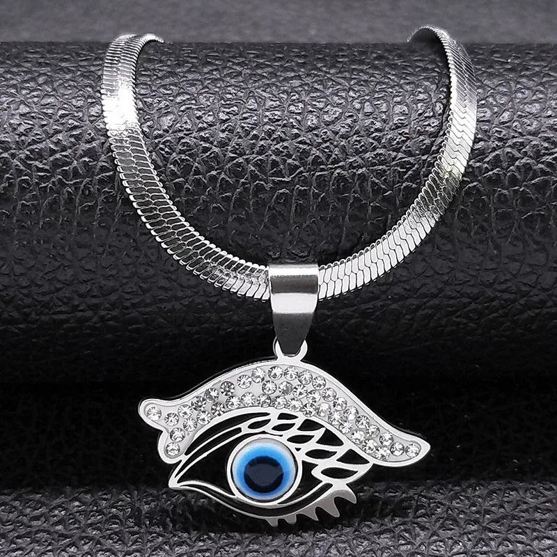 Vintage Crystal Evil Demon Eye Choker Necklaces for Women Stainless Steel Gold Plated Necklaces Jewelry Collares Mujeres N8239