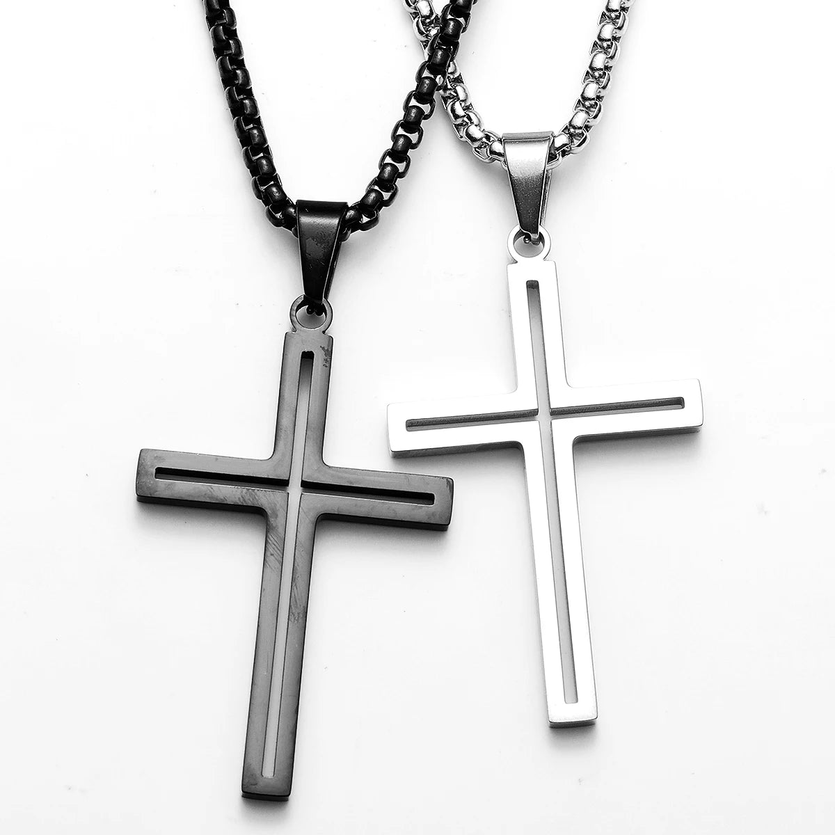 Hollow Cross Simple Amulet Stainless Steel Men Necklaces Pendant Chain Punk Women Fashion Jewelry Gifts Wholesale Dropshiping