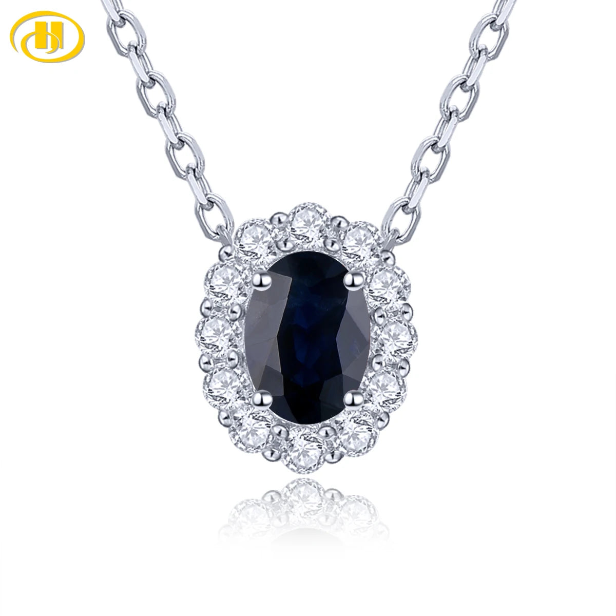 Natural Blue Sapphire Sterling Silver Pendants Women's Jewelrys 0.95 Carats Genuine Precious Gemstone Romantic New Year Gifts Default Title