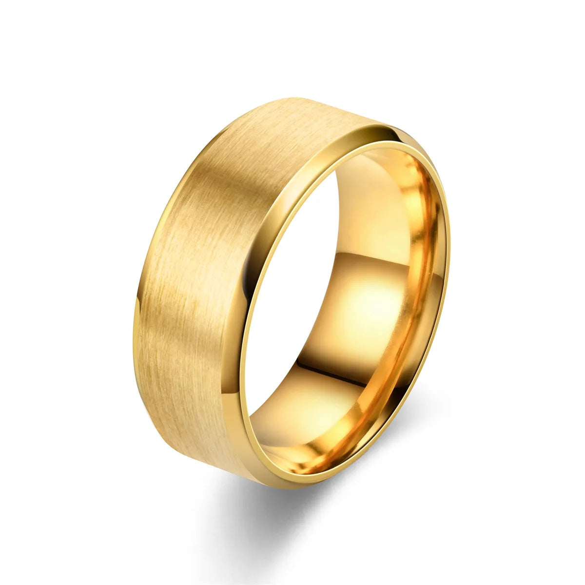 Classic 8mm Stainless Steel Men Rings Rose Gold Color Brushed Surface Wedding Band Unisex Engagement Jewelry Gifts Drop Shipping