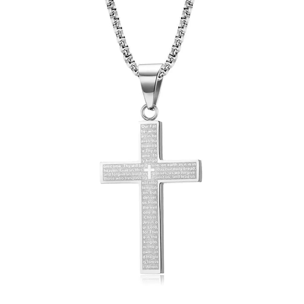 New Stylish Cross Necklace for Men Women Exquisite Stainless Steel Religious Cross Pendant Punk Biker Amulet Jewelry