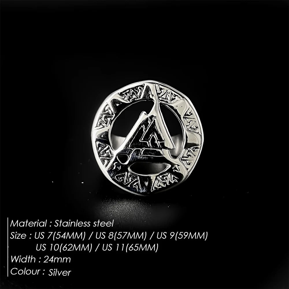 eManco Vintage Triangle Geometric Skeleton Ring Stainless Steel Fashion Men's Rings Punk Band Party  Jewelry 48 Hour Shipping