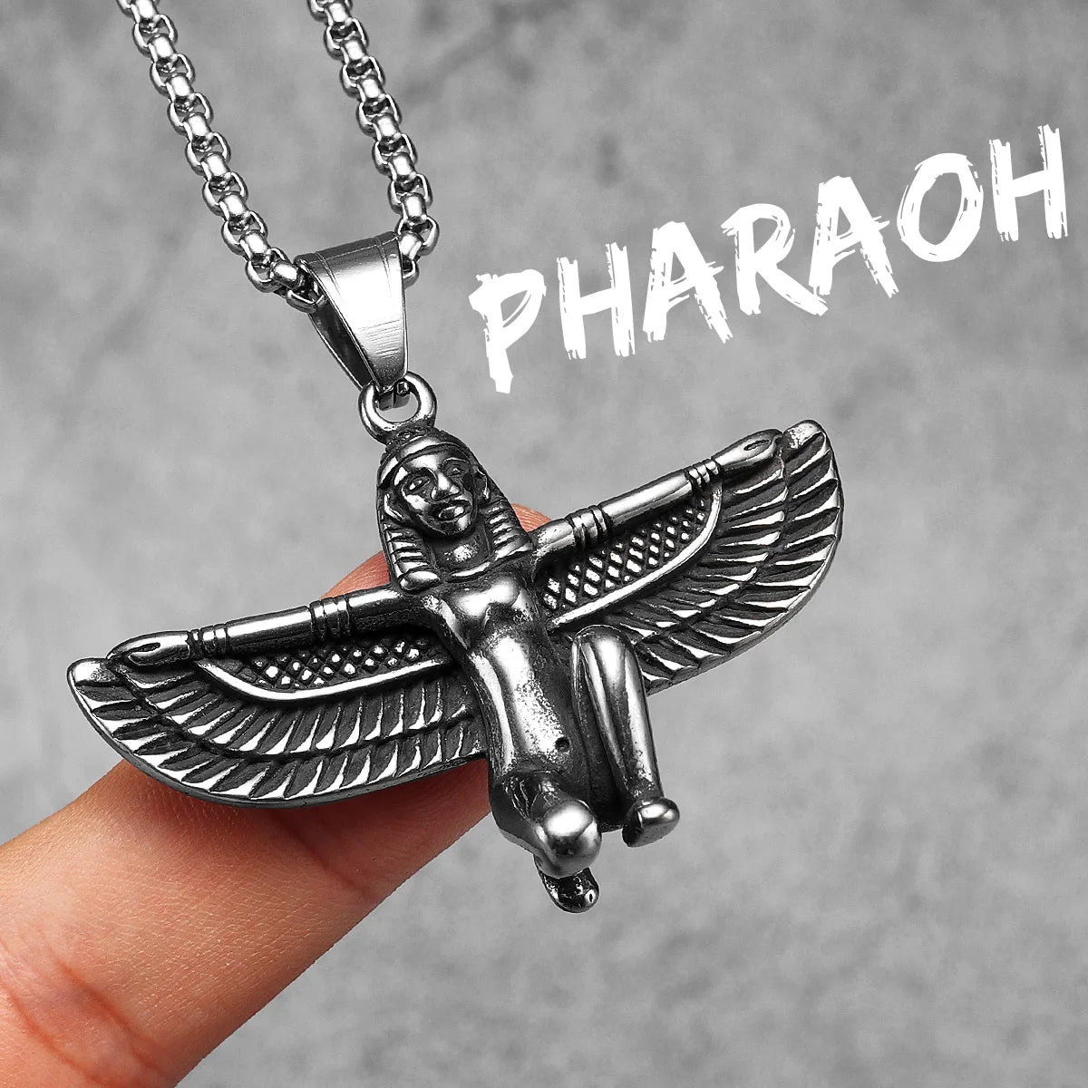 Egyptian Pharaoh Eagle Wing Stainless Steel Men Necklaces Pendant Chain Powerful Amulet Vintage For Women Jewelry Gift Wholesale