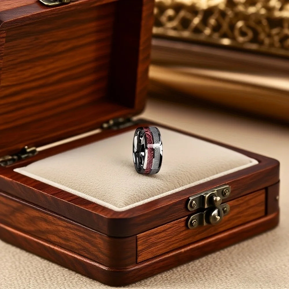 8MM Agate Stone Inlay Polished Stainless Steel Rings for Women Men Wedding Band Accessories Jewelry Unisex Ring Gift