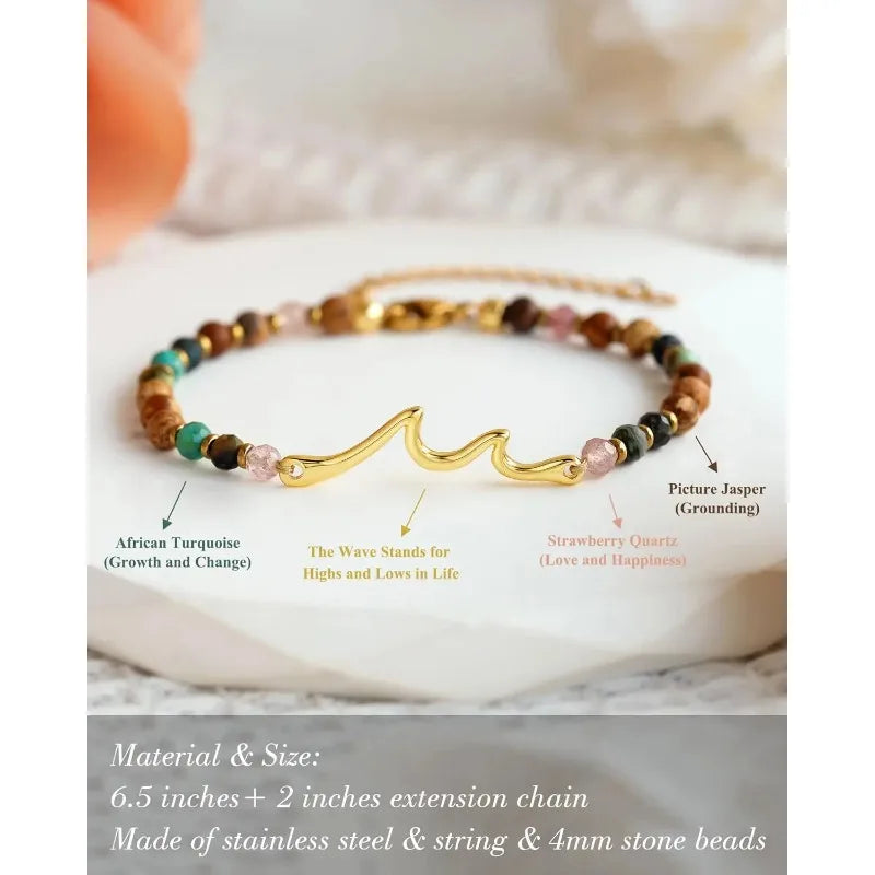 Meaningful Gifts Wave Bracelet,The Waves of Life We've been Through,Meaningful Graduation Gifts for Friends,Daughters,Classmates