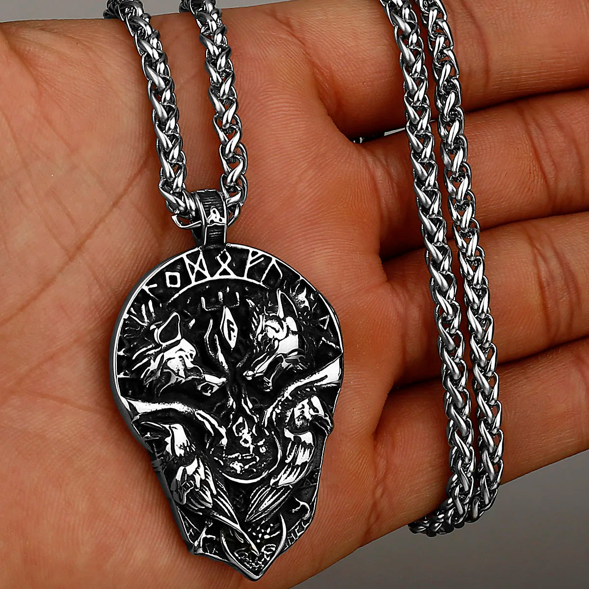 Viking Style Various Wolf Head Runes Original Stainless Steel Material Unisex Necklace Pendant Birthday Gift Factory Wholesale WJ 17
