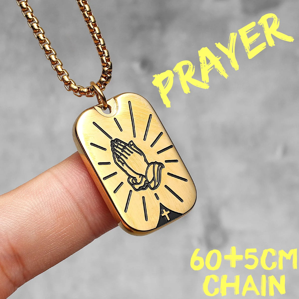 Paryer Hands Stainless Steel Men Necklaces Pendant Chain Cross Amulet Vintage New In For Women Fashion Jewelry Gifts Wholesale
