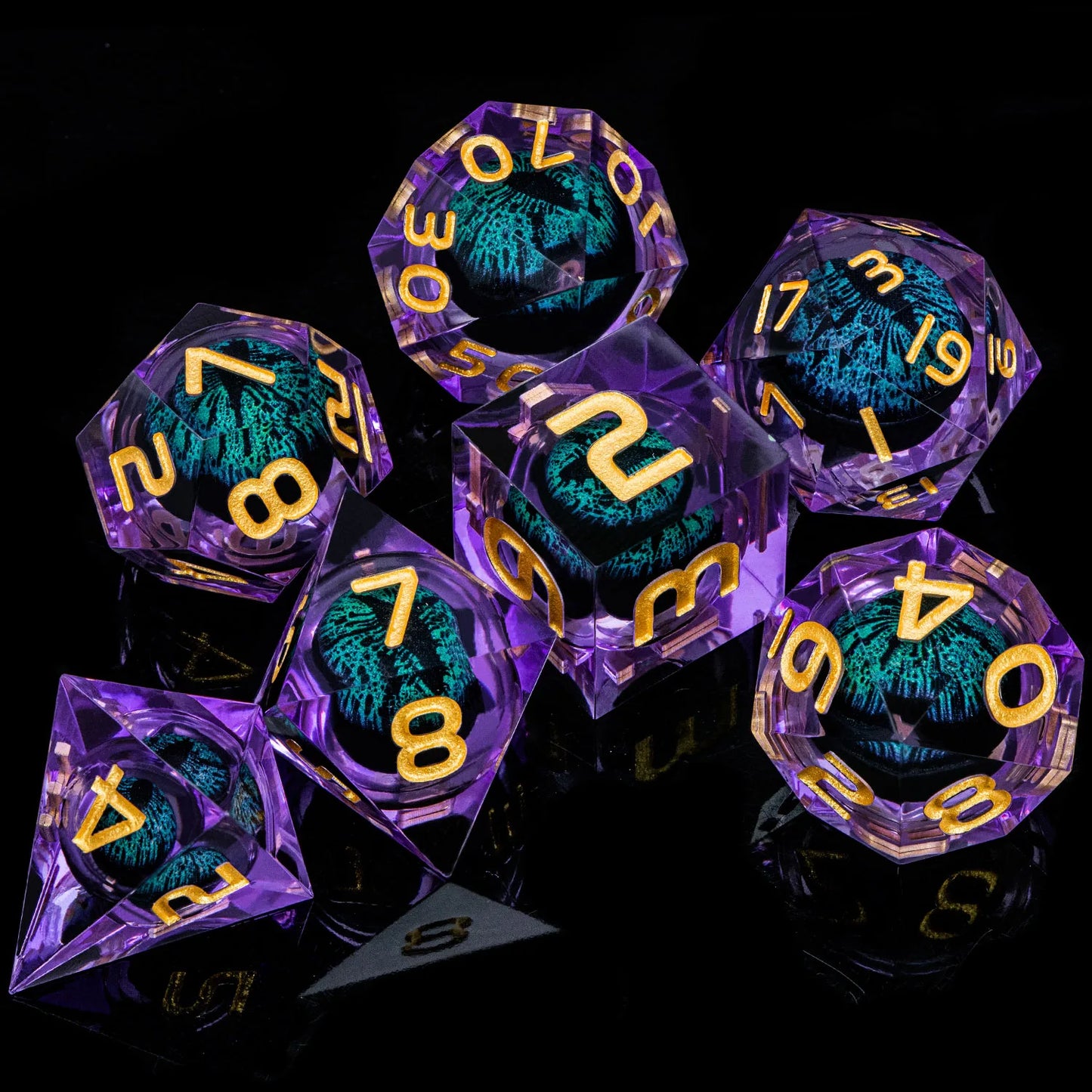 Flower Ring Dice Set & Dnd Liquid Flow Eye D and D Sharp Edge Dice For RPG D20 Dungeon and Dragon Pathfinder Role Playing Games LS-19