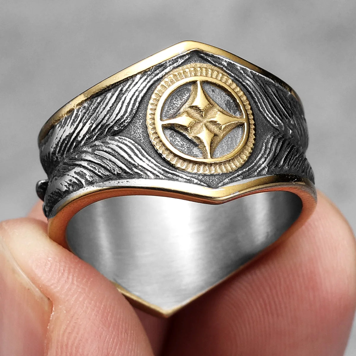 Starry Ring 316L Stainless Steel Star Men Ring Punk Rock Rap for Biker Male Boyfriend Mariner Jewelry Creative Gift Dropshipping