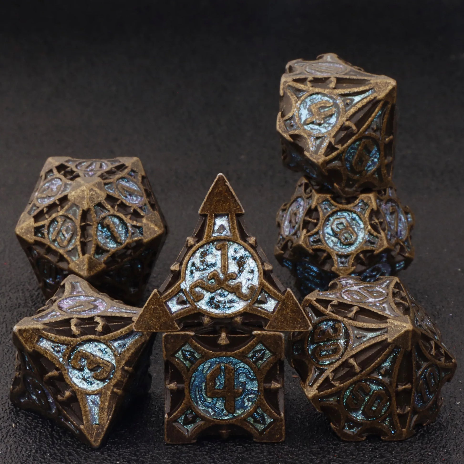 Dnd metal dice set ，red metal dice set for dungeons and dragons ，sharp edge d&d dice set