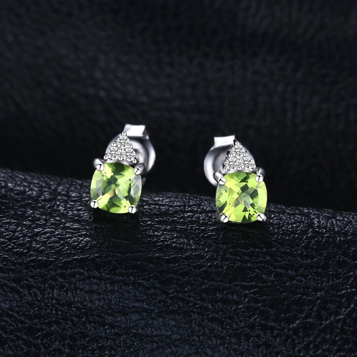 JewelryPalace 1.3ct Natural Peridot 925 Sterling Silver Stud Earrings for Women Fashion Green Gemstone Jewelry Birthday Gift