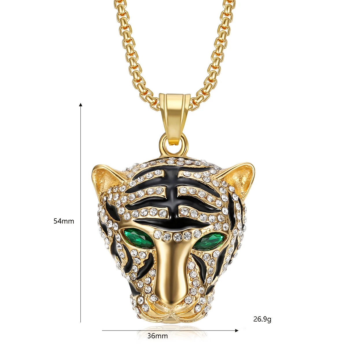 Fashion Stainless Steel Jewelry Silver Crystal Tiger Head Pendants Animal Designed Epoxy Wholesale Charms