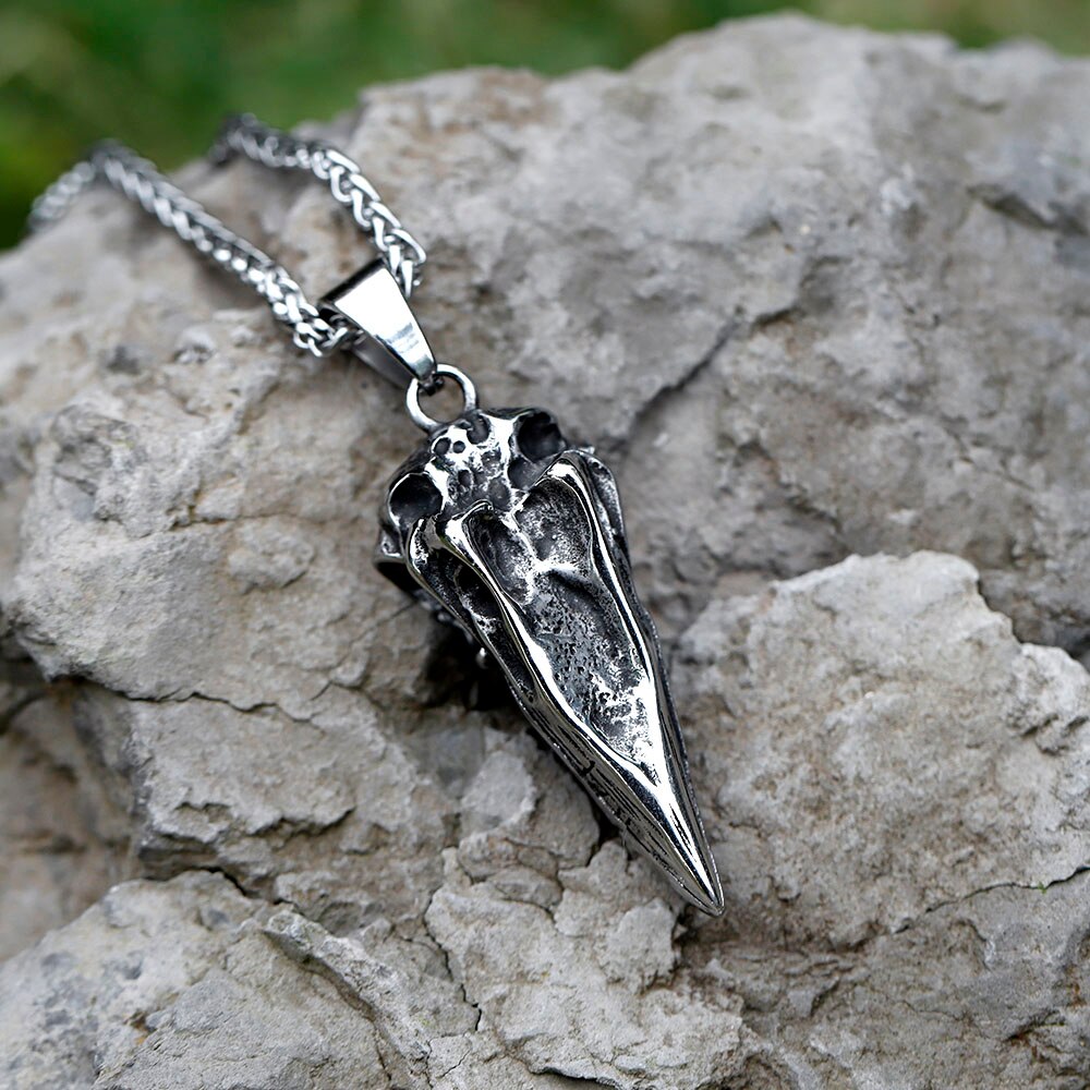 2022 NEW Men's 316L stainless-steel Nordic Viking Raven head Odin Pendant Necklace for teens Animal Jewelry Gift free shipping