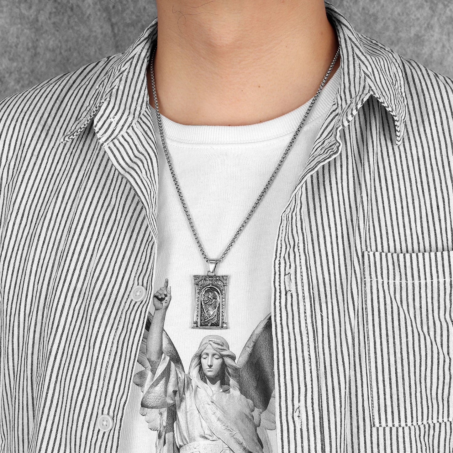 Angel Gabriel Powerful Amulets Stainless Steel Men Necklaces Pendant Chain Punk For Women Fashion Jewelry Gifts Wholesale