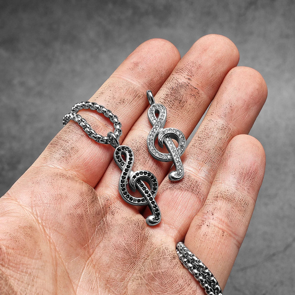 Music Symbol Gemstone Stainless Steel Men Necklaces Pendant Chain Punk For Women Fashion Jewelry Gifts Wholesale Dropshiping