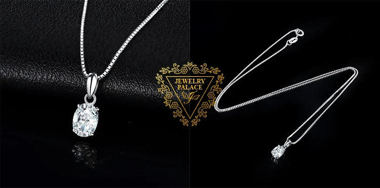 JewelryPalace Real 925 Sterling Silver 5A Cubic Zirconia Oval Round Emerald Princess Cut Pendant Necklace for Women No Chain