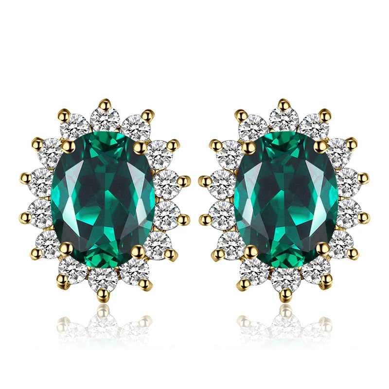 JewelryPalace Created Blue Sapphire Ruby 925 Sterling Silver Stud Earrings Natural Amethyst Garnet Peridot Topaz Princess Diana