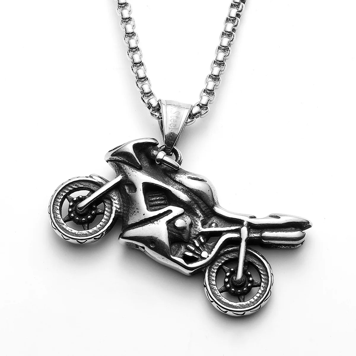 Racing Motorcycle Rider Men Necklaces Stainless Steel Pendant Chain Punk Vintage Biker Women Jewelry Accessories Gifts Wholesale