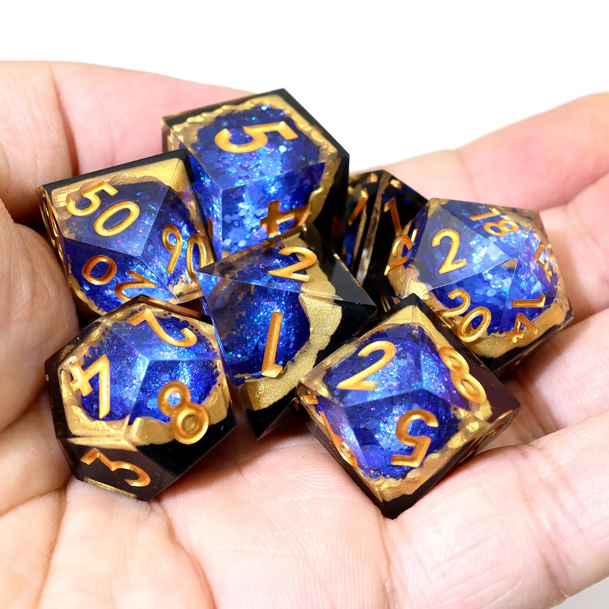 Polyhedral RPG Dice Board Games Resin DND Dice Set Sharp Edge Dice DND Gift For Role Playing Table Game-G4