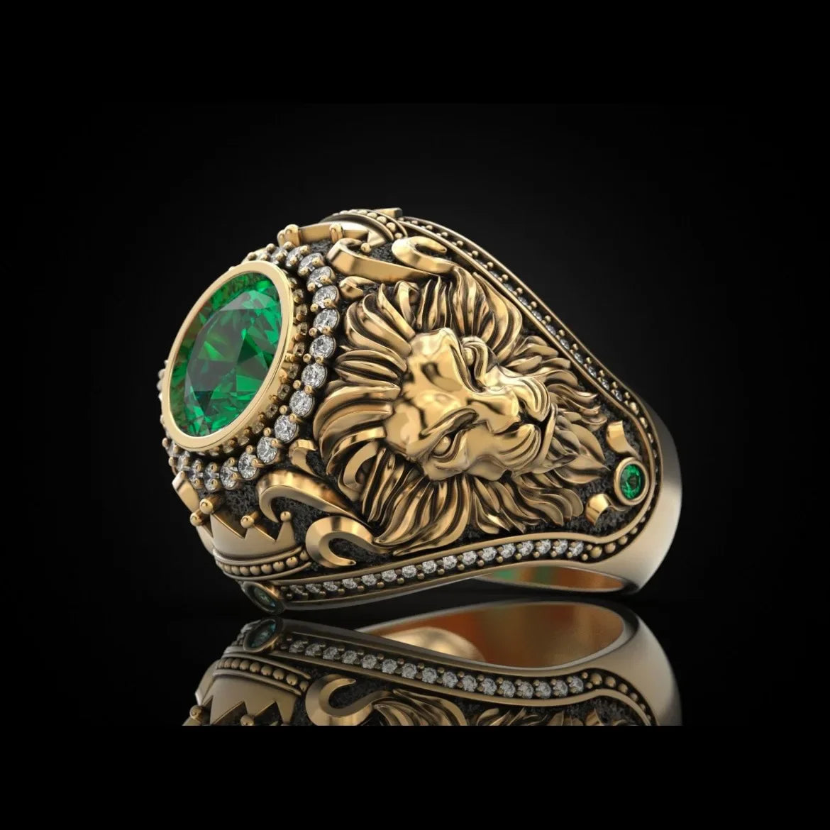 New men's rings, atmospheric fashion retro men's rings, crown lion rings, trend