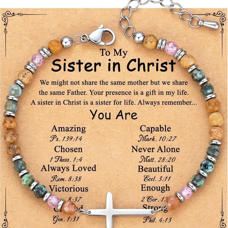 Cross Bracelet for Women, Steel Birthday Christian Confirmation Baptism Easter Unique Gift for Girls Friends Daughter Mom Sister