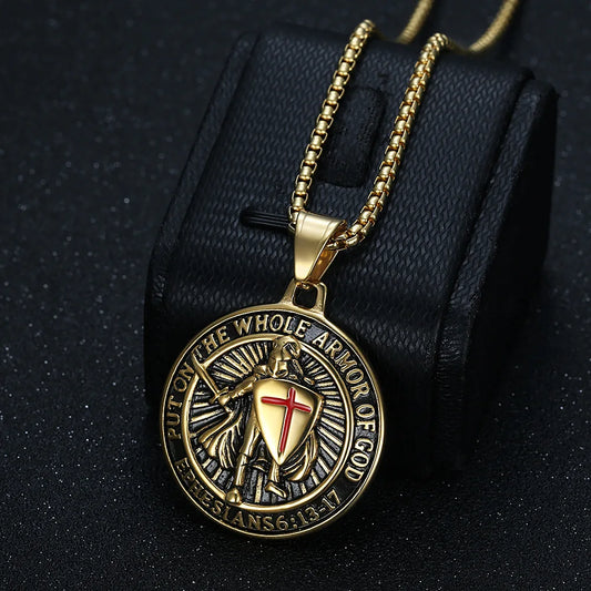 Vintage Charms Hip Hop Fashion Round Stainless Steel Medieval Templar Epoxy Pendants Set Jewelry Making Wholesale