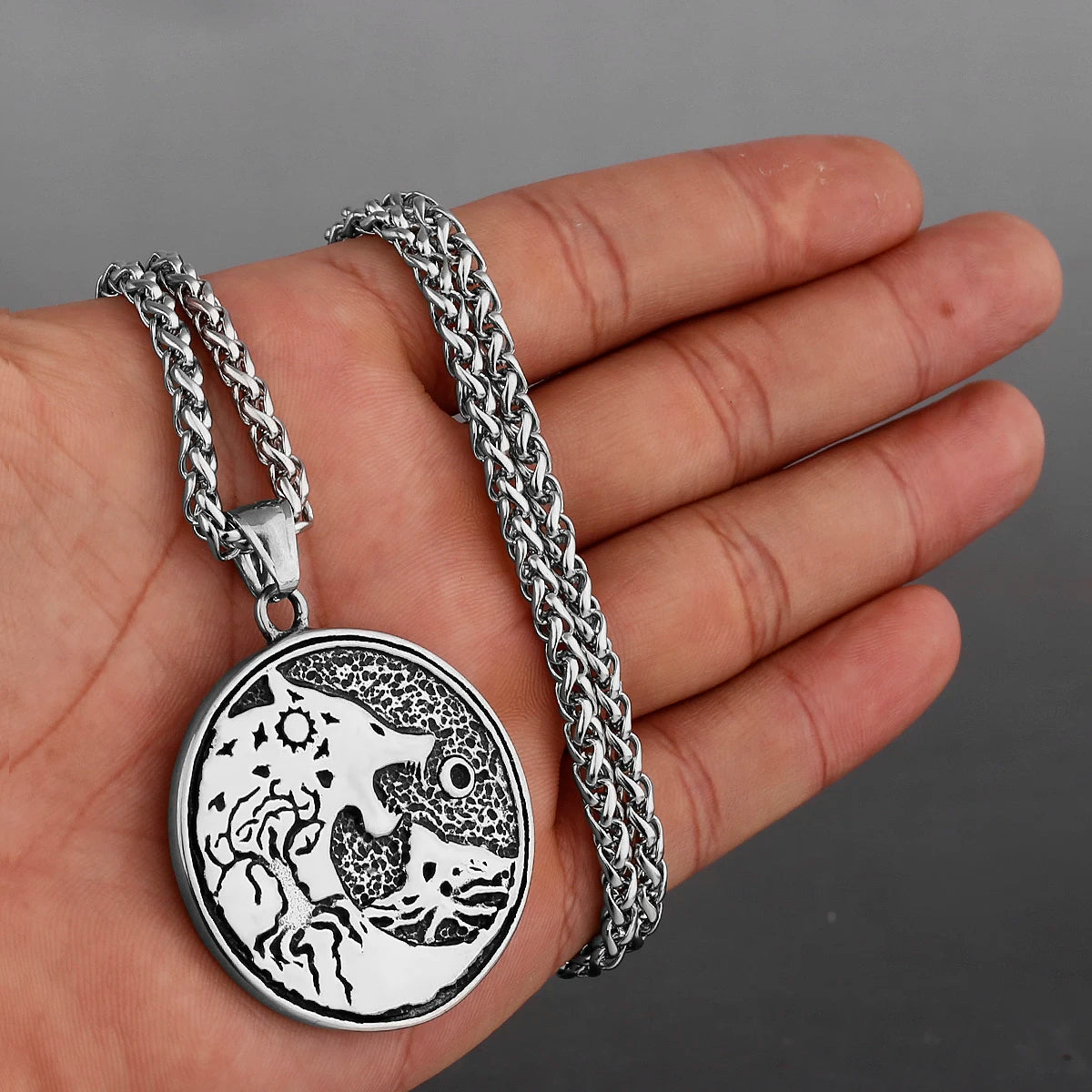 Viking Style Various Wolf Head Runes Original Stainless Steel Material Unisex Necklace Pendant Birthday Gift Factory Wholesale WJ 107