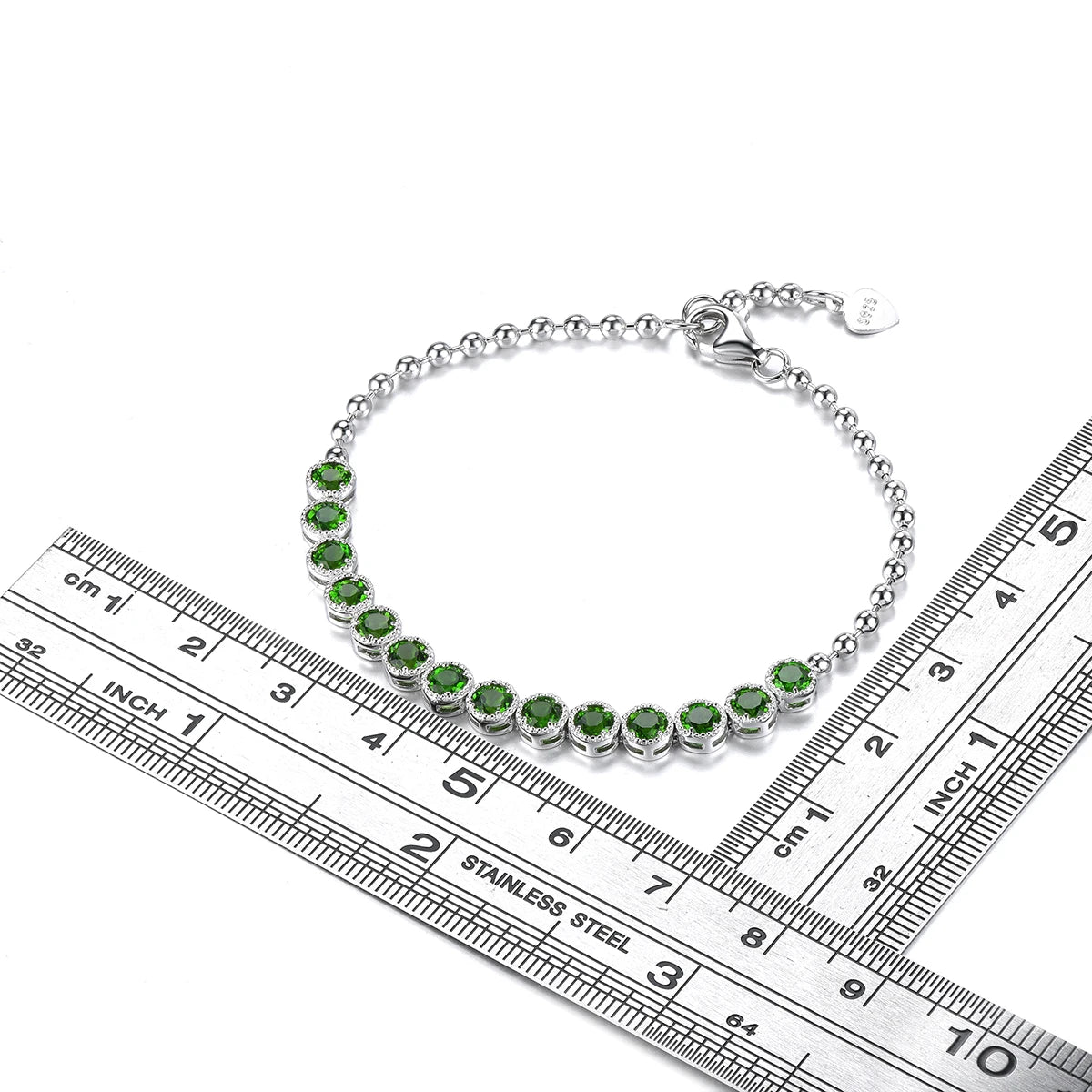 Natural Chrome Diopside Solid Sterling Silver Bracelet 2.9 Carats Genuine Green Gemstone Classic Fine Jewelry Design Women Gifts
