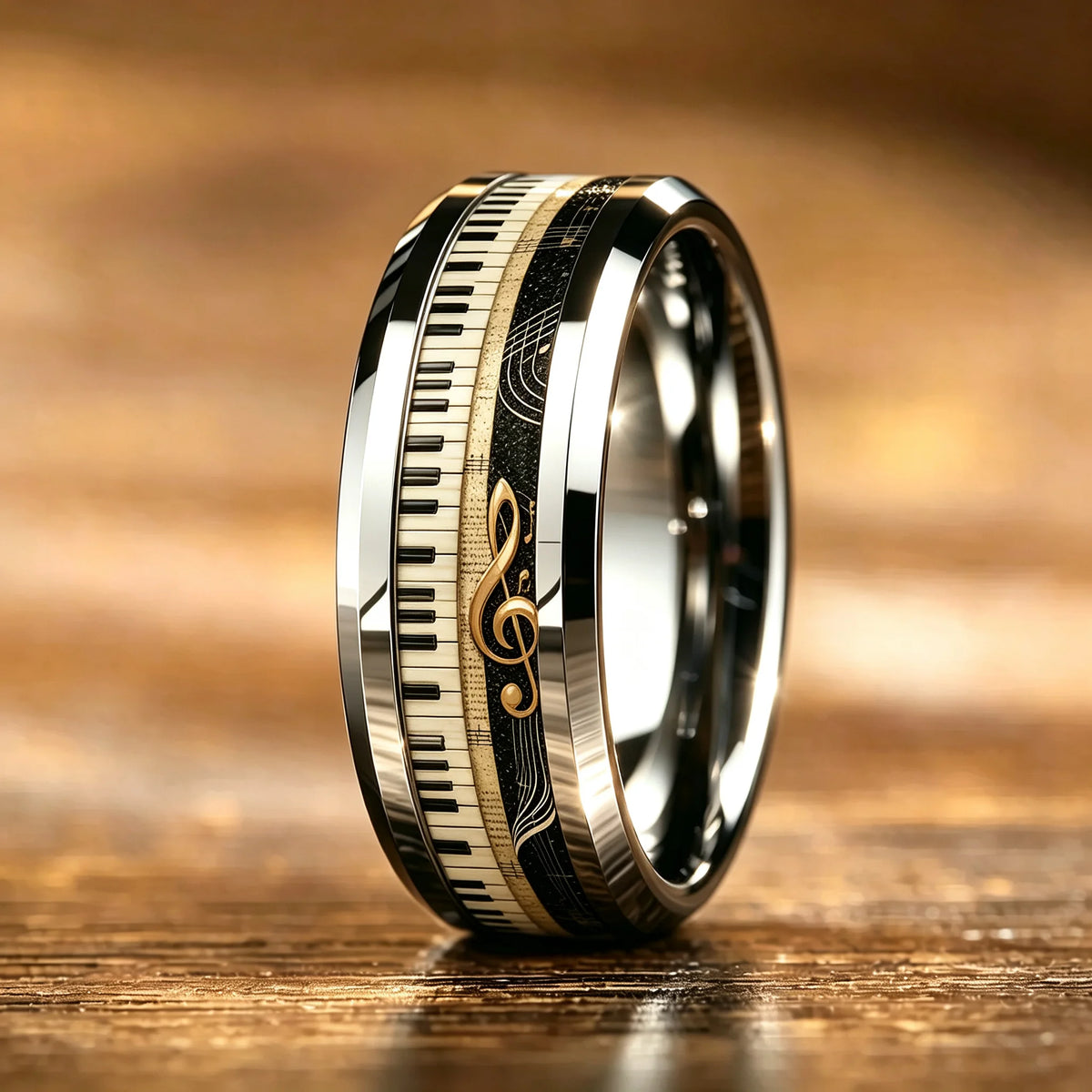 Wholesale With Sky Blue Marble Turquoise Inlay Ring Stainless Steel Rings for Men Women Wedding Band Jewelry Birthday Gift