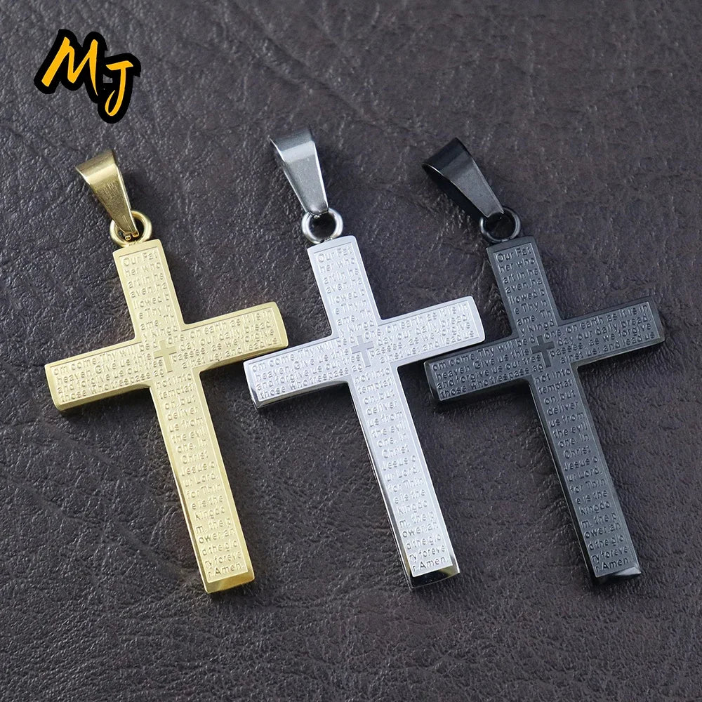 New Stylish Cross Necklace for Men Women Exquisite Stainless Steel Religious Cross Pendant Punk Biker Amulet Jewelry