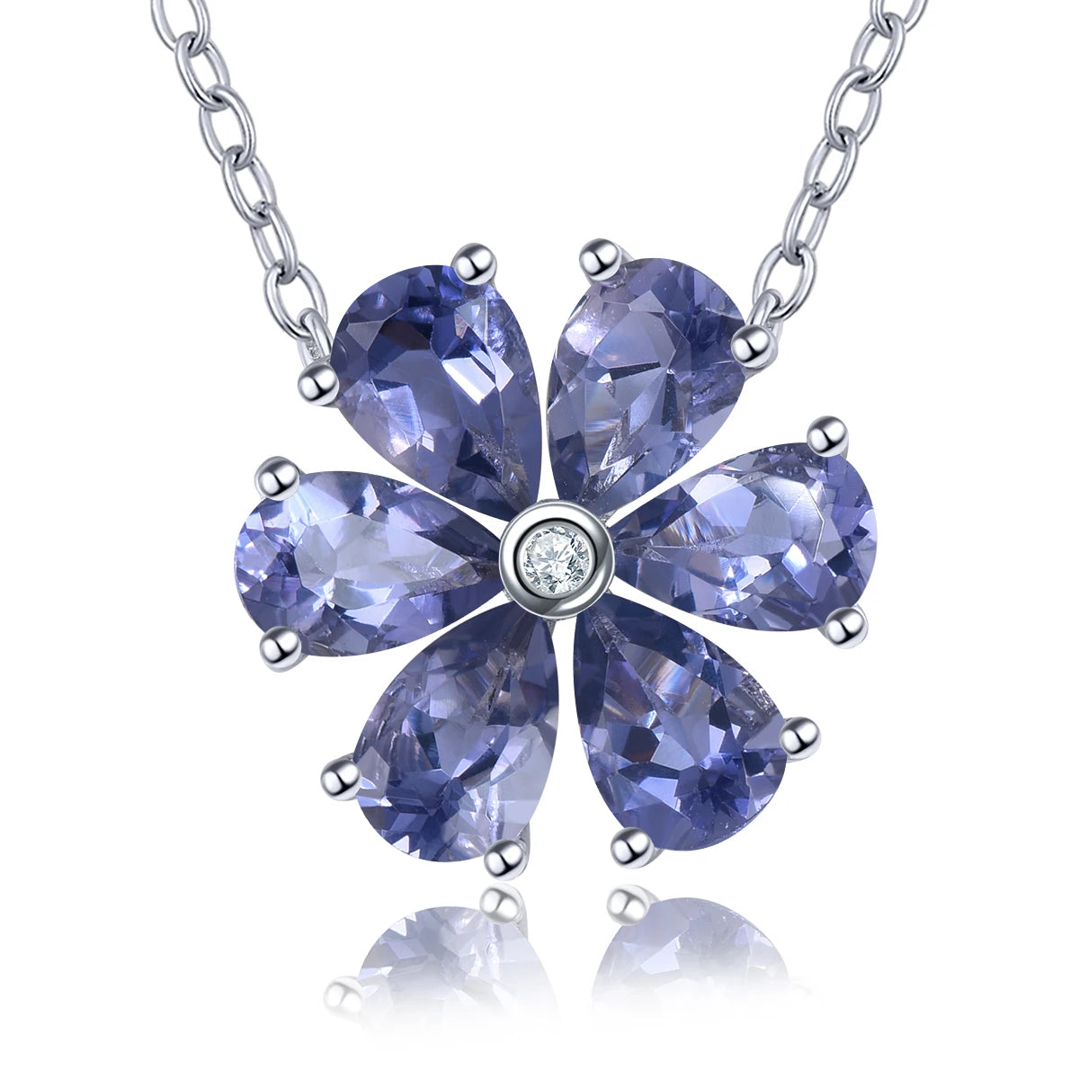 Natural Red Garnet Solid Sterling Silver Necklace 2.68 Carats Genuine Birthstone Romantic Flower Design S925 Fine Jewelry Gifts