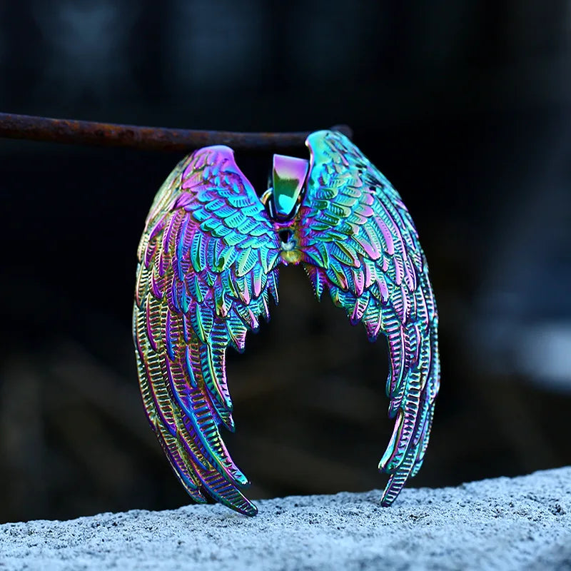 Angel Wings Stainless Steel Men Women Necklaces Pendants Chain Punk Rock Vintage Fashion Jewelry Accessories Gift Wholesale