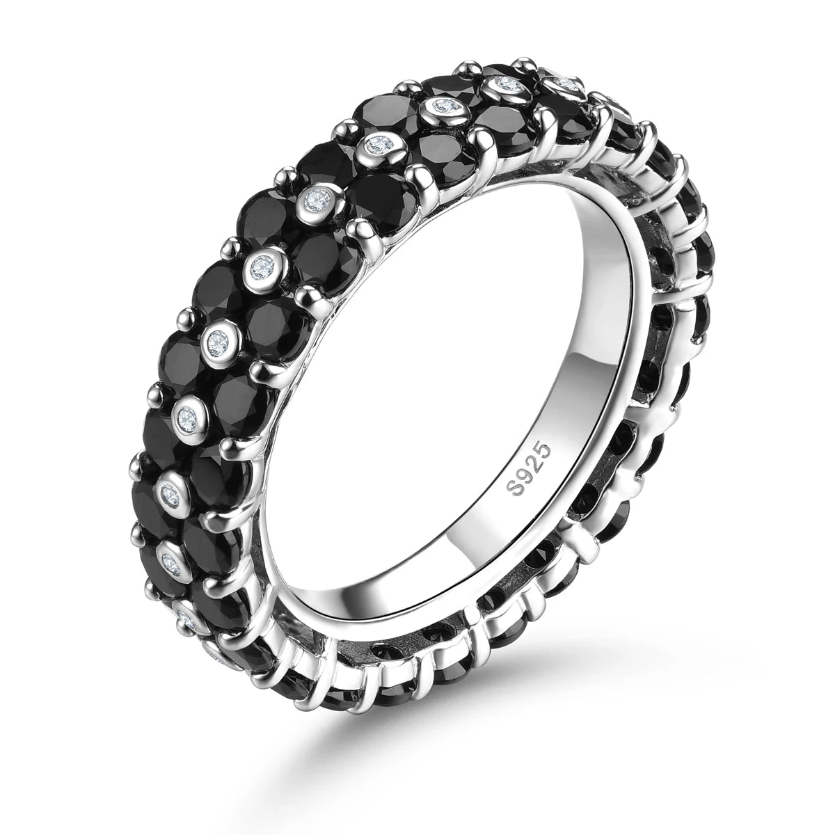 Natural Black Spinel Silver Rings 5.5 Carats Genuine Spinel Classic Fine Jewelry Unisex Style S925 Band Gifts for Birthday Natural Spinel