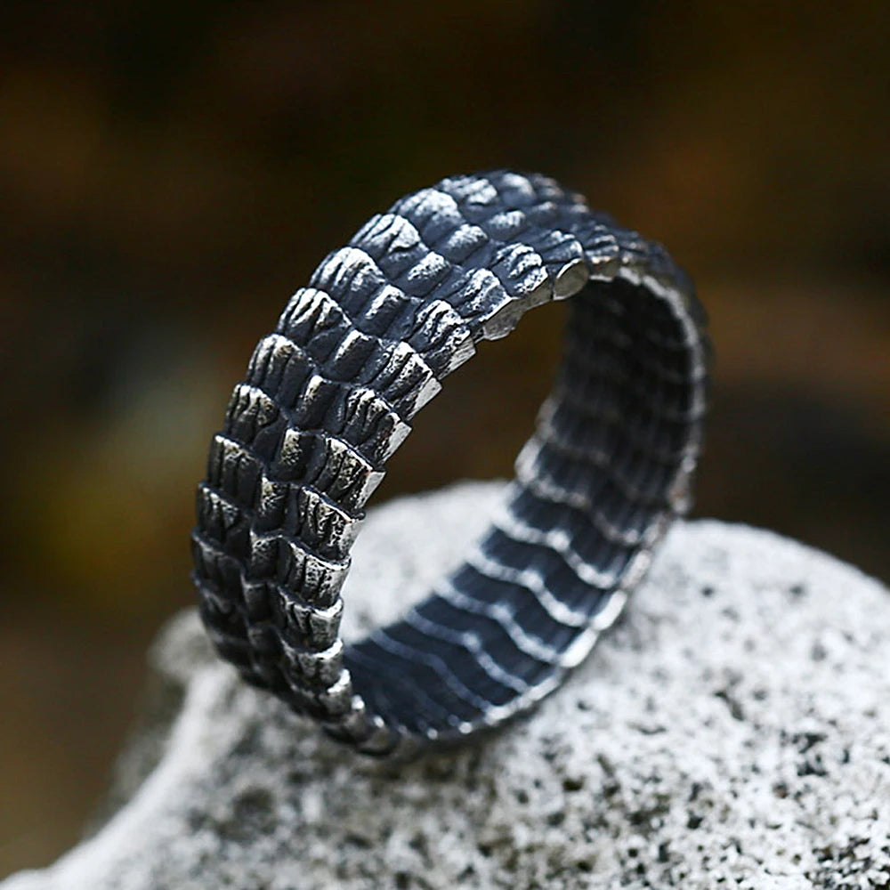 Stainless Steel Dragon Scale Ring For Women Men Creative Detail Retro Rings Punk Rock Hip Hop Band Jewelry Gift Wholesale