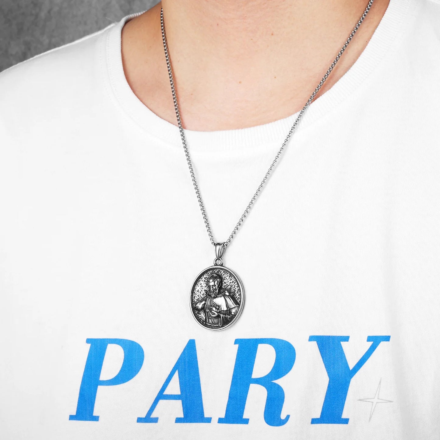 St.Francis Cross Powerful Amulet Stainless Steel Men Necklaces Pendant Chain Vintage Cool New For Women Jewelry Gifts Wholesale