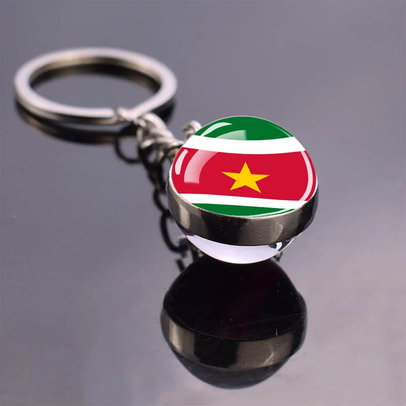 National Flag Keychains South America Countries Flag Glass Ball Key Chains Argentina Brazil Colombia Chile Keyring Jewelry Gift Suriname