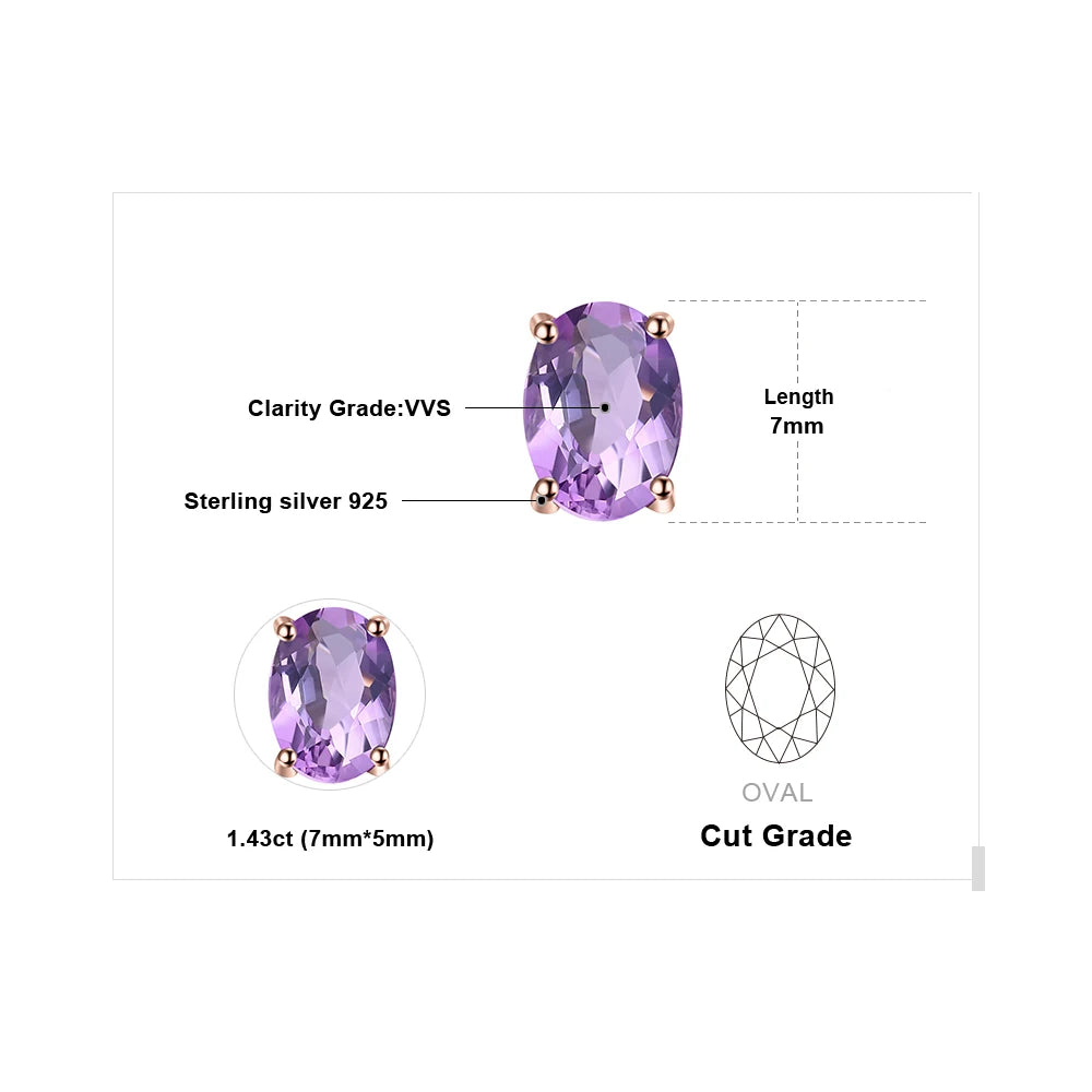 JewelryPalace Rose Gold Yellow Gold Plated Oval Natural Amethyst Citrine Garnet Topaz Peridot 925 Sterling Silver Earrings Woman