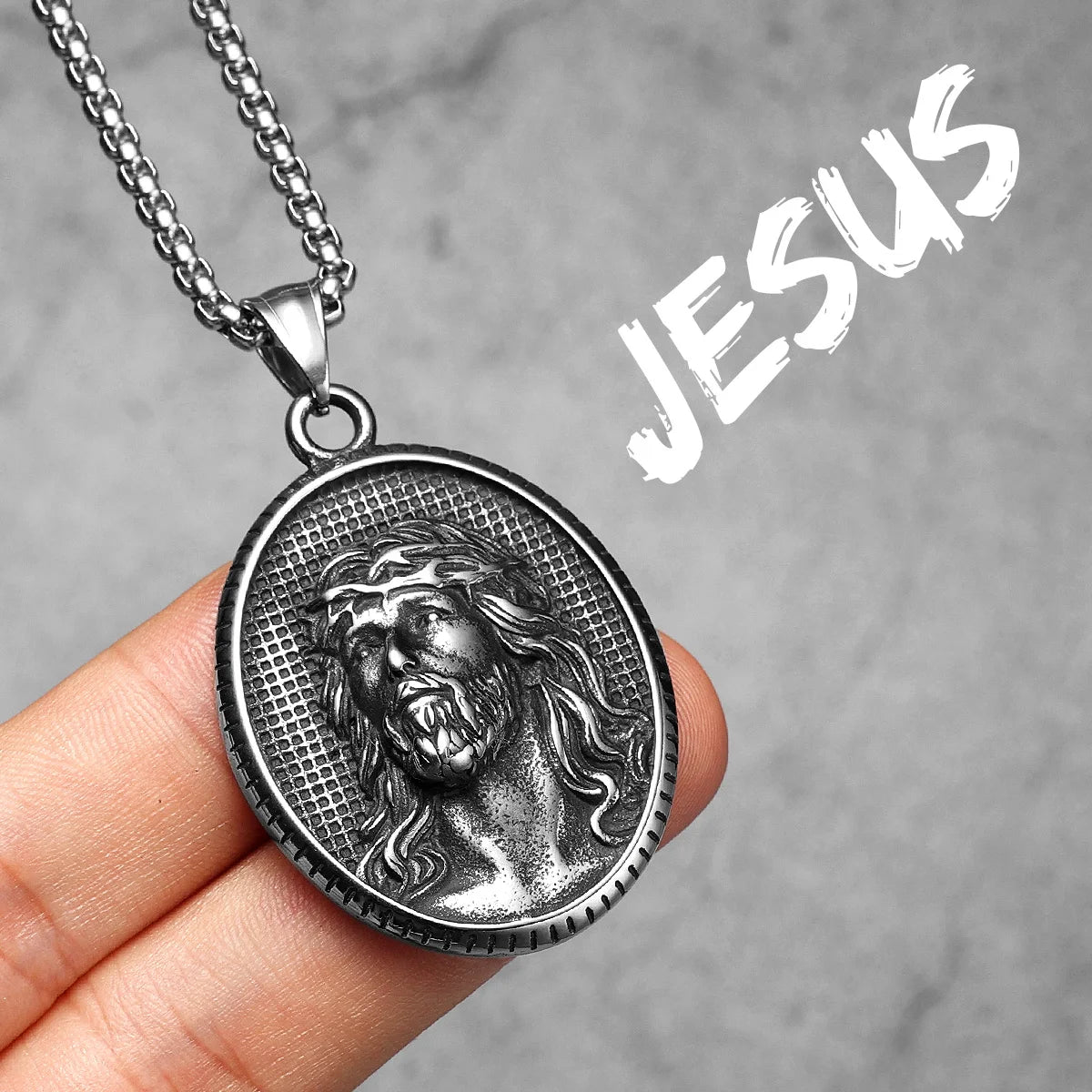 Jesus Heart Cross Series Stainless Steel Men Necklaces Pendant Chain Powerful Amulet Vintage For Women Jewelry Gifts Wholesale