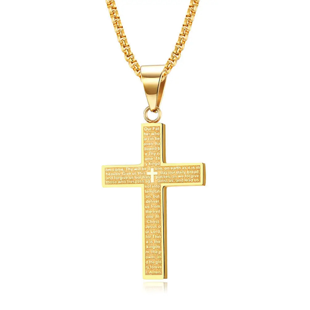 New Stylish Cross Necklace for Men Women Exquisite Stainless Steel Religious Cross Pendant Punk Biker Amulet Jewelry