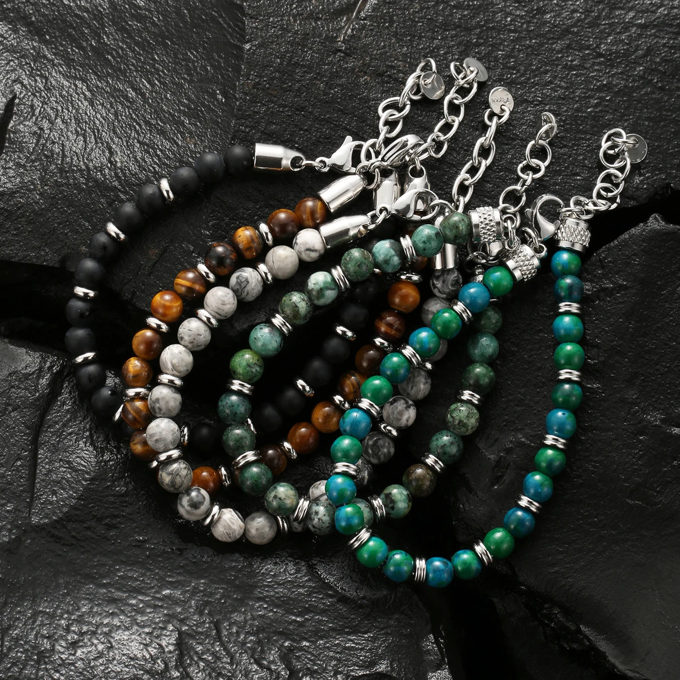 Pulseras Hombre Natural Stone Man Beaded Bracelets Homme lapis lazuli Phoenix Stone Men's Bracelets For Men Fathers Day Gifts