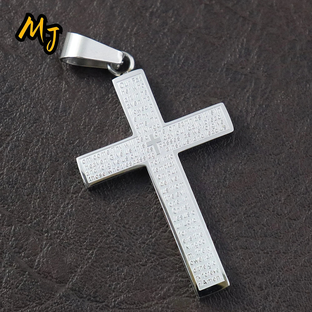 New Stylish Cross Necklace for Men Women Exquisite Stainless Steel Religious Cross Pendant Punk Biker Amulet Jewelry