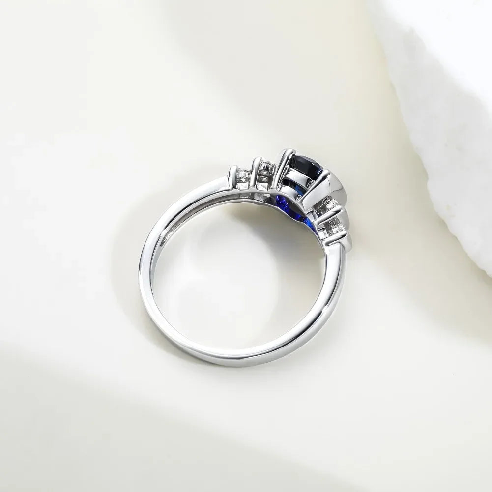 GZ ZONGFA Genuine 925 Sterling Silver Created Sapphire Ring for Women Female Luxury Rings Party Wedding Gift Fine Jewelry