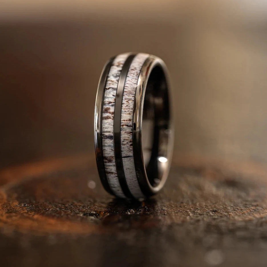 Fashion 8MM Rose Gold Color Stainless Steel Rings For Men Women Colorful Abalone Shell  Inlaid Men Rings Wedding Party Jewelry