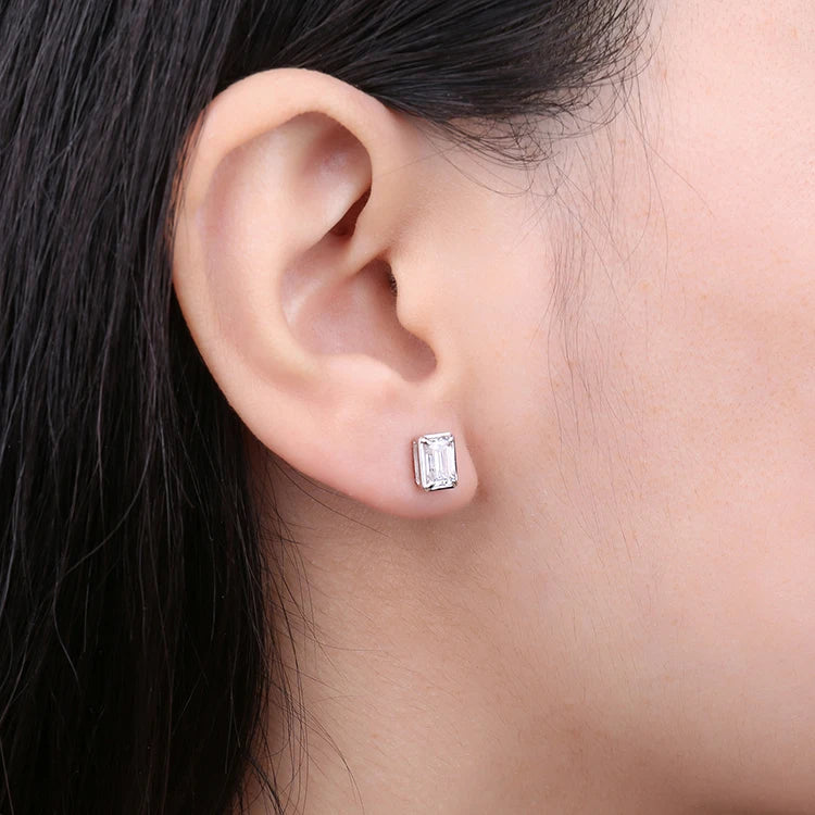 JewelryPalace Emerald Cut 5A Cubic Zirconia Wedding Engagement 925 Sterling Silver Stud Earrings for Woman Anniversary Gift