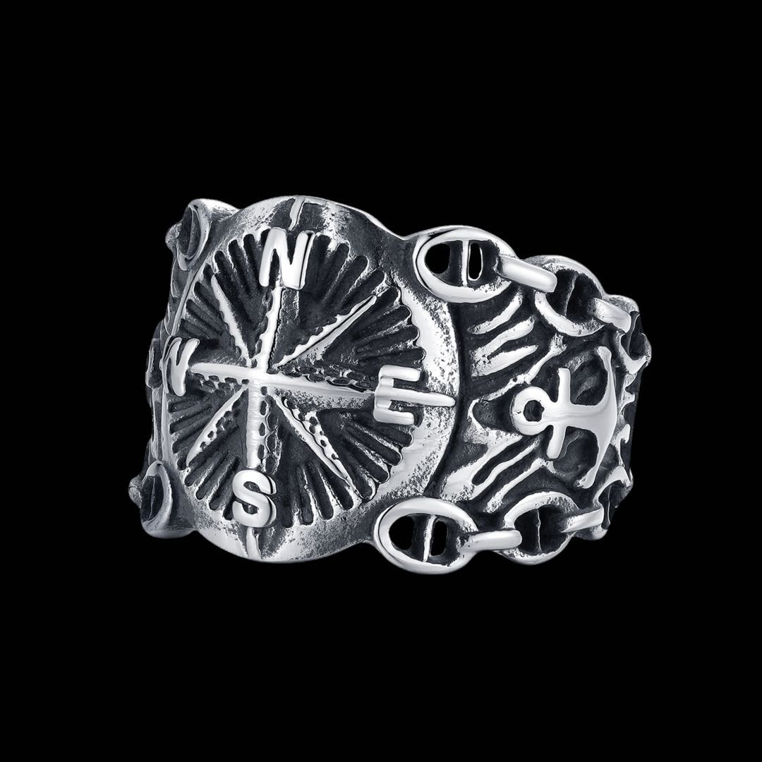 Nordic Mythological Compass Silvery Gold Viking Ring Luxury Personality Loki Anel for Men Gift Anel OSR617 us size