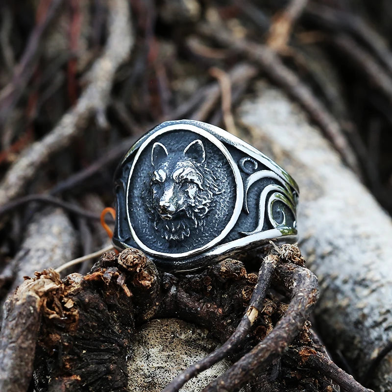 Viking Nordic Wolf Men Ring Animal Defense Totem Wolf Fashion Hip Hop Rock Unisex Finger Ring Punk Gift V237