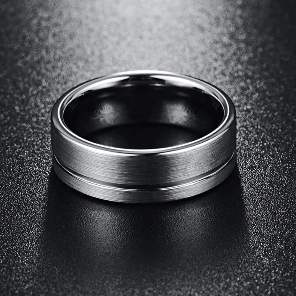 Fashion 8MM Men Stainless Steel Rings High Quality Silver Color Brushed Engagement Rings For Men Wedding Band Jewelry Wholesale