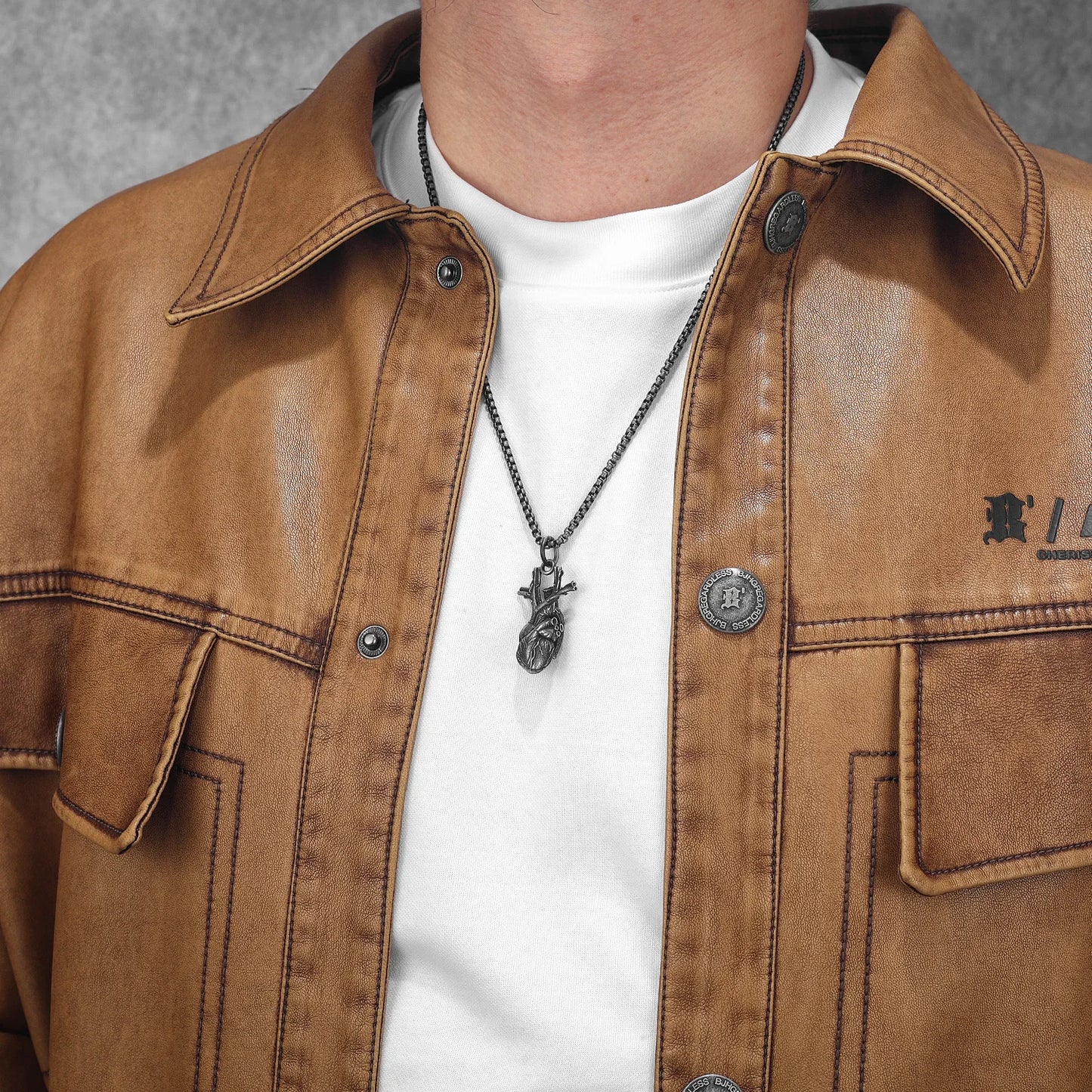 Retro Heart Model Stainless Steel Men Necklaces Pendant Chain Punk for Women Fashion Trendy Jewelry Gifts Wholesale Dropshiping