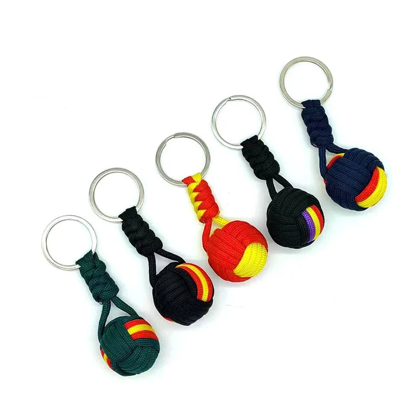 Military Parachute Woven Rope Ball Keychain Lanyard Key Ring Monkey Fist Key Chains Outdoors Survival Tool Jewelry