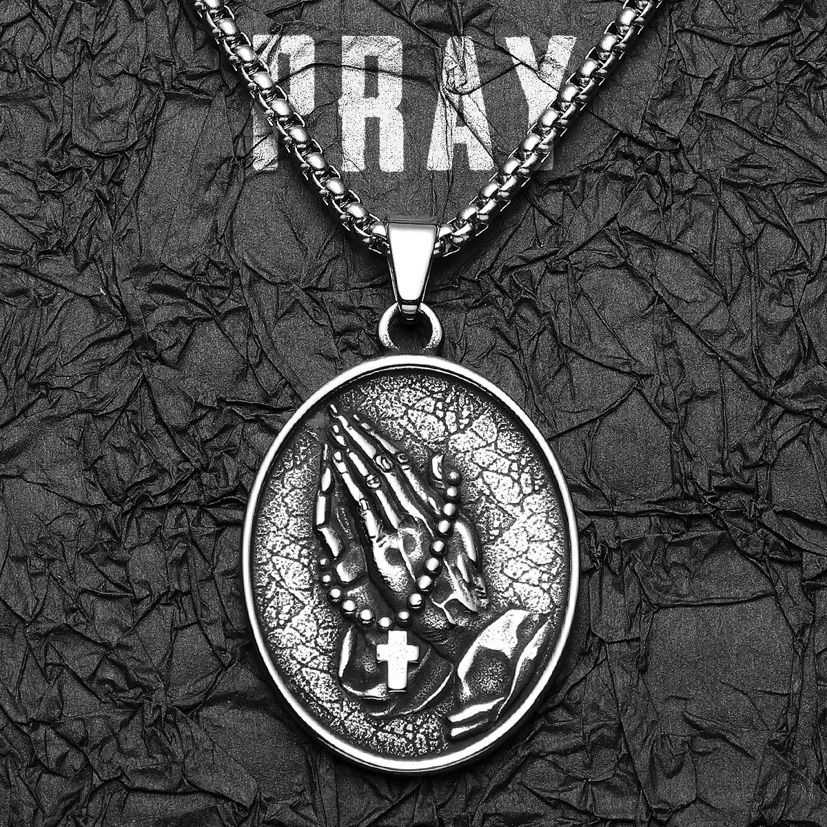 Cross Prayer Praying Hands Stainless Steel Men Necklaces Pendant Chain Punk for Women Fashion Jewelry Gift Wholesale Dropshiping